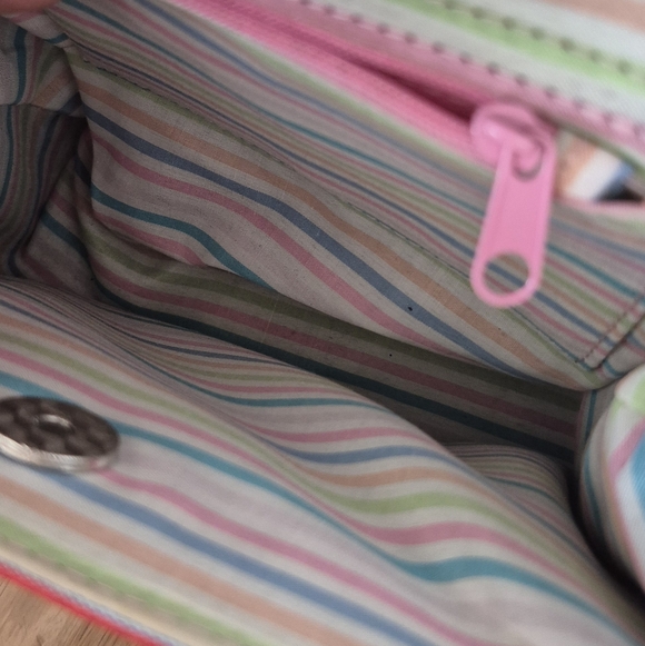 Kate Spade Vintage Small Colorful Striped Handbag With Bow - Picture 11 of 13